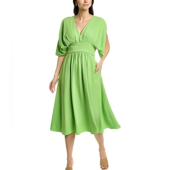 Alexia Admor August Midi Slit Sleeve Dress with Pockets Bright Green NWT 8 - Picture 3 of 11